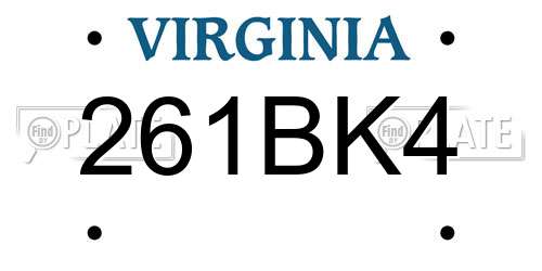 261BK4 Virginia License Plate