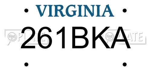 261BKA Virginia License Plate