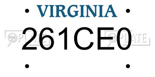 261CE0 Virginia License Plate