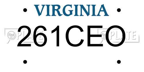 261CEO Virginia License Plate