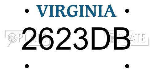 2623DB Virginia License Plate