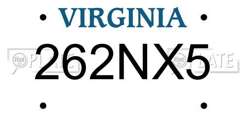 262NX5 Virginia License Plate