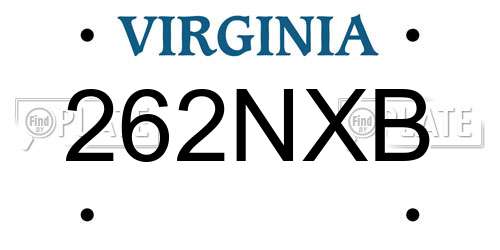 262NXB Virginia License Plate