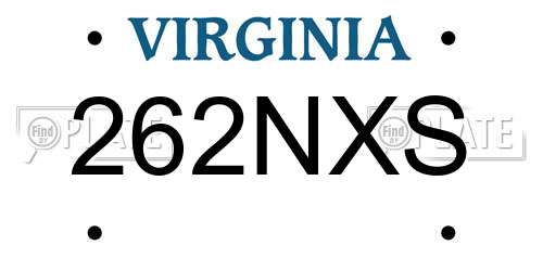 262NXS Virginia License Plate