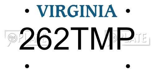 262TMP Virginia License Plate