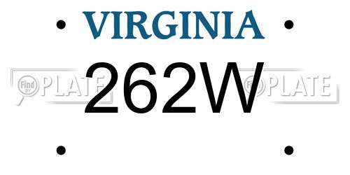 262W Virginia License Plate