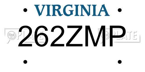 262ZMP Virginia License Plate