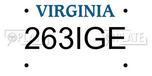 263IGE Virginia License Plate