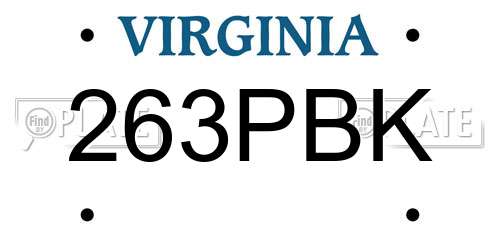 263PBK Virginia License Plate