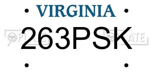 263PSK Virginia License Plate