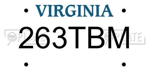 263TBM Virginia License Plate