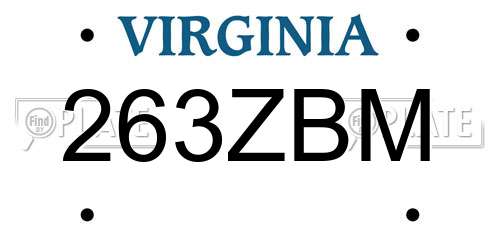 263ZBM Virginia License Plate
