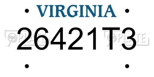 26421T3 Virginia License Plate