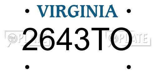 2643TO Virginia License Plate