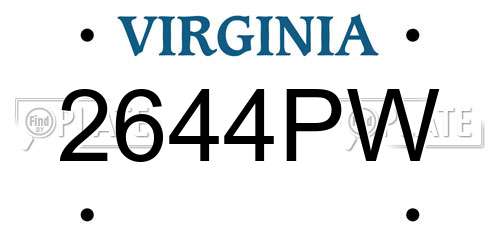 2644PW Virginia License Plate