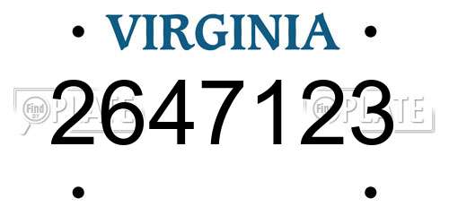 2647123 Virginia License Plate