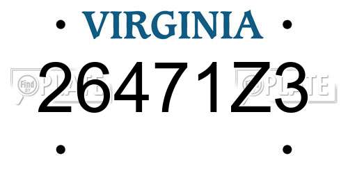 26471Z3 Virginia License Plate