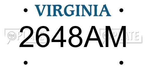 2648AM Virginia License Plate