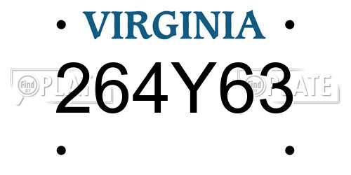 264Y63 Virginia License Plate