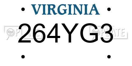 264YG3 Virginia License Plate