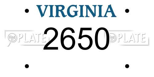 2650 Virginia License Plate