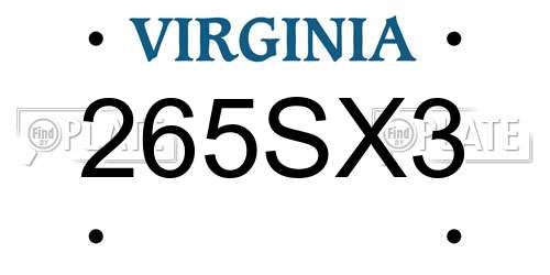 265SX3 Virginia License Plate
