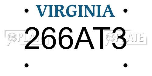 266AT3 Virginia License Plate