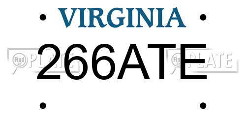 266ATE Virginia License Plate