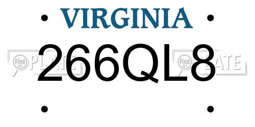 266QL8 Virginia License Plate