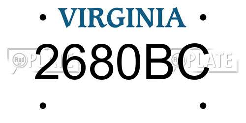 2680BC Virginia License Plate