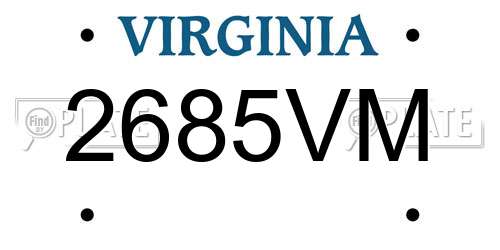 2685VM Virginia License Plate