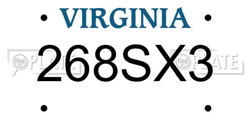268SX3 Virginia License Plate