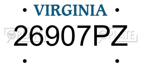 26907PZ Virginia License Plate