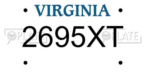 2695XT Virginia License Plate
