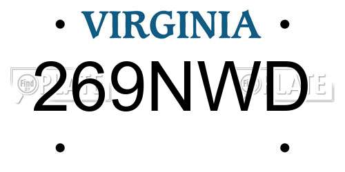 269NWD Virginia License Plate