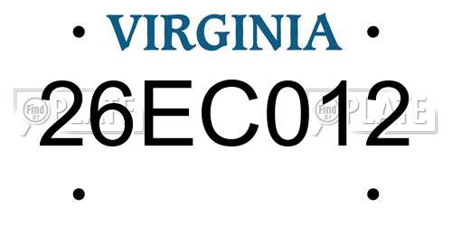 26EC012 Virginia License Plate