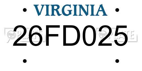 26FD025 Virginia License Plate