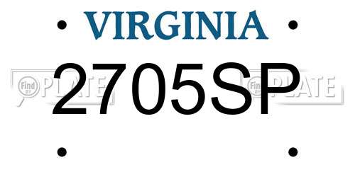 2705SP Virginia License Plate