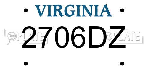 2706DZ Virginia License Plate