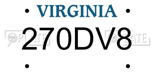 270DV8 Virginia License Plate