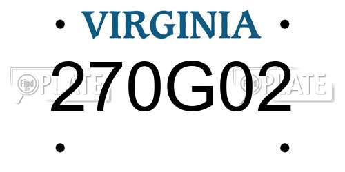 270G02 Virginia License Plate