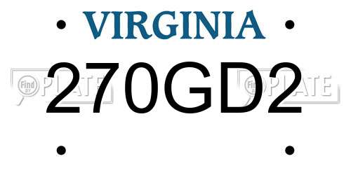 270GD2 Virginia License Plate