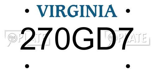 270GD7 Virginia License Plate