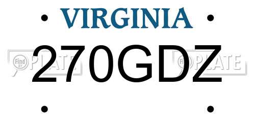 270GDZ Virginia License Plate