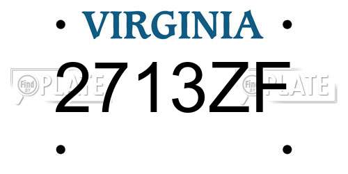 2713ZF Virginia License Plate