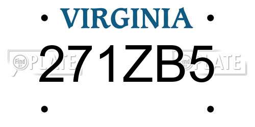 271ZB5 Virginia License Plate