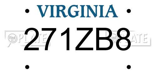 271ZB8 Virginia License Plate