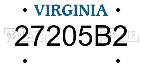 27205B2 Virginia License Plate