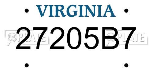 27205B7 Virginia License Plate