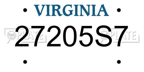 27205S7 Virginia License Plate